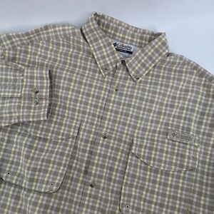 Columbia Mens PFG L Plaid Long Sleeve Button Up Shirt Vented Back Fishing Hiking